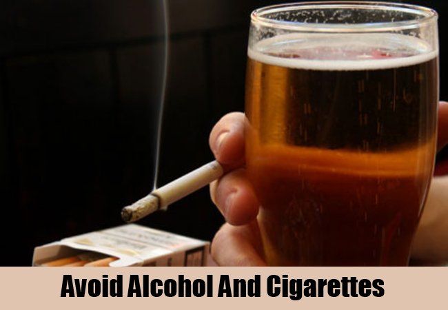 Évitez l'alcool et cigarettes